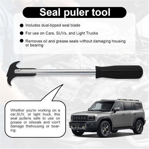 Oil and Grease Seal Puller Tool with Dual Hook Tips - Heat Treated Steel Oil Seal Removal Tool - Oil Seals Disassembly Wrench Puller Car Repair Tools for Car SUV and Light Truck (Red) in Saudi Arabia