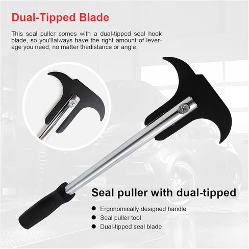 Oil and Grease Seal Puller Tool with Dual Hook Tips - Heat Treated Steel Oil Seal Removal Tool - Oil Seals Disassembly Wrench Puller Car Repair Tools for Car SUV and Light Truck (Red) in Saudi Arabia