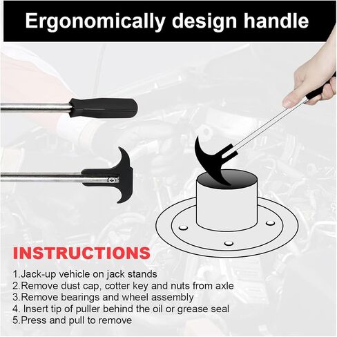 Oil and Grease Seal Puller Tool with Dual Hook Tips - Heat Treated Steel Oil Seal Removal Tool - Oil Seals Disassembly Wrench Puller Car Repair Tools for Car SUV and Light Truck (Red) in Saudi Arabia
