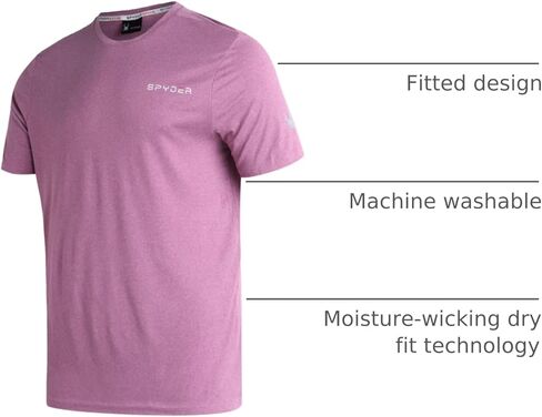 قميص Spyder الرجالي النشط - قميص تدريب الأداء ذو ​​أكمام قصيرة وفتحة رقبة مستديرة - قميص تمرين جاف للرجال (S-XL) in Kuwait
