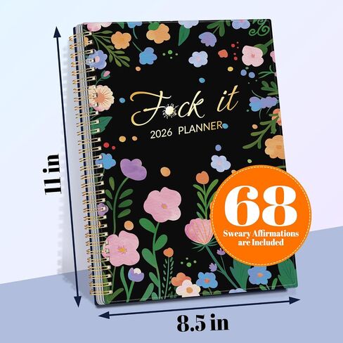 مخطط Fuck It 2026 للنساء المتعبة، 8.5 بوصة × 11 بوصة، جدول أعمال أسبوعي مضحك لمدة 12 شهرًا مع تأكيد قذر واقتباسات بدس هدايا الفيل الأبيض - من يناير 2026 إلى ديسمبر 2026، بلو روز in Kuwait