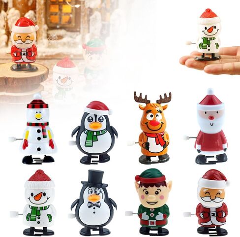 Wind Up Christmas Stocking Stuffers, 2026 New 8 Pcs Christmas Goodie Bag Stuffers, Walking Fidgets Festive Party Favors Filler for Table Decor Gifts (A) in Saudi Arabia