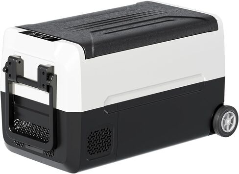 ثلاجة سيارة محمولة TABU 38QT(35L)، فريزر ومبرد ثنائي المنطقة 12 فولت مع 12/24 فولت تيار مستمر و110/240 فولت تيار متردد، -4 درجة فهرنهايت ~ 68 درجة فهرنهايت، ثلاجة سيارة مع سلة وعجلات، ضوضاء منخفضة، للتخييم والسفر، RV (أسود) in Kuwait