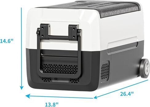 ثلاجة سيارة محمولة TABU 38QT(35L)، فريزر ومبرد ثنائي المنطقة 12 فولت مع 12/24 فولت تيار مستمر و110/240 فولت تيار متردد، -4 درجة فهرنهايت ~ 68 درجة فهرنهايت، ثلاجة سيارة مع سلة وعجلات، ضوضاء منخفضة، للتخييم والسفر، RV (أسود) in Kuwait