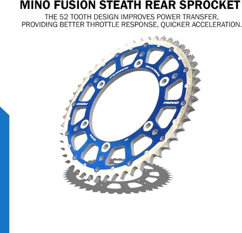 Moto-Master 51 Tooth Rear Sprocket Compatible with Yamaha WR250F 2001-2024, CNC Machined Fusion Stealth Sprockets, Durable Lightweight Chain Sprocket for Off-Road and Motocross Performance (Blue) in Saudi Arabia