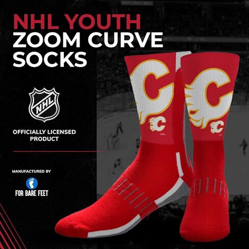For Bare Feet Youth NHL Zoom Curve Team Crew Socks - Poly Spandex Blend - Our high-performance socks provide superior comfort & support (Las Vegas Golden Knights - Black, Youth One Size) in Saudi Arabia