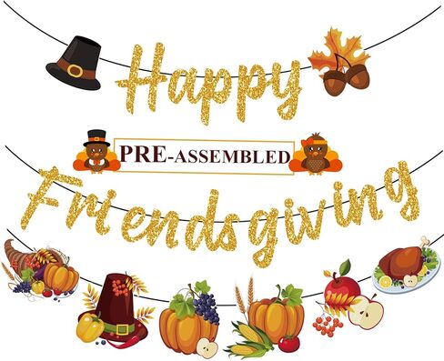 لافتة Happy Friendsgiving للأصدقاء المثبتين مسبقًا تعطي ديكورات للحفلات اللامعة، لافتة إكليل الأصدقاء، مستلزمات حفلات عيد الشكر in Kuwait