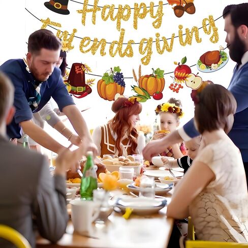 لافتة Happy Friendsgiving للأصدقاء المثبتين مسبقًا تعطي ديكورات للحفلات اللامعة، لافتة إكليل الأصدقاء، مستلزمات حفلات عيد الشكر in Kuwait