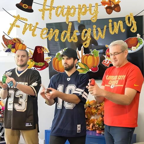 لافتة Happy Friendsgiving للأصدقاء المثبتين مسبقًا تعطي ديكورات للحفلات اللامعة، لافتة إكليل الأصدقاء، مستلزمات حفلات عيد الشكر in Kuwait