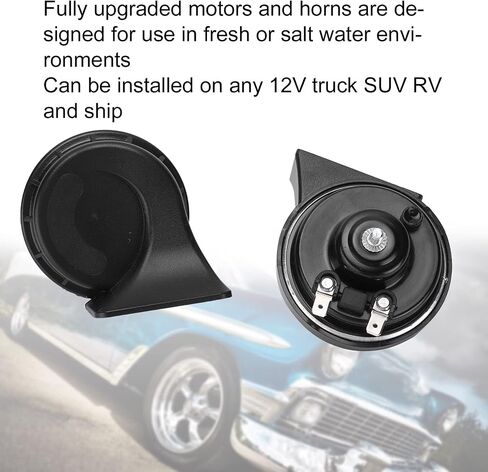 زوج من بوق السيارة DC12V 110Db 500 هرتز صفارة إنذار مزدوجة النغمة، بوق سيارة عالمي لشاحنات السيارات والدراجات النارية والدراجات النارية UTV ATV، قرن حلزون عالي النغمة مع مادة ABS، تصميم in Saudi Arabia
