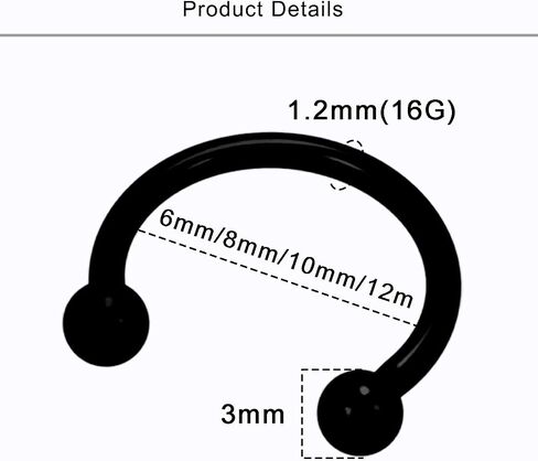Lcolyoli 16g Septum Rings Internally Threaded Surgical Steel Septum Jewelry Lip Rings Hoop Labret Jewelry Smiley Piercing Jewelry Horseshoe Earrings Daith Piercing Jewelry for Women Men in Saudi Arabia