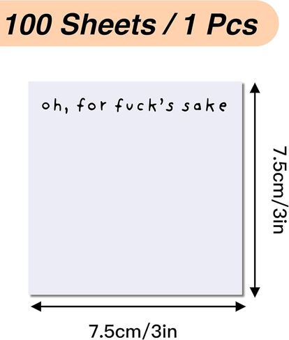 مذكرة لاصقة مضحكة What The F*ck Sticky Notepad، أوه، من أجل دفاتر الملاحظات الجديدة من أجل اللعنة، ملاحظات مرحة بعد ذلك، ملاحظات لاصقة مضحكة للبالغين، 100 قطعة ملصقات مضحكة (4 قطع) in Kuwait