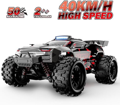 Remote Control Car 1:18 All Terrain RC Cars, 40 KPH High Speed Remote Control Truck, 4WD Electric Vehicle, Off-Road RC Truck with 2 Rechargeable Batteries, 2.4Ghz Remote Control Car for Kids & Adults in Kuwait
