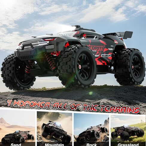 Remote Control Car 1:18 All Terrain RC Cars, 40 KPH High Speed Remote Control Truck, 4WD Electric Vehicle, Off-Road RC Truck with 2 Rechargeable Batteries, 2.4Ghz Remote Control Car for Kids & Adults in Kuwait