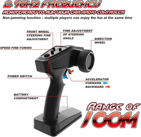 Remote Control Car 1:18 All Terrain RC Cars, 40 KPH High Speed Remote Control Truck, 4WD Electric Vehicle, Off-Road RC Truck with 2 Rechargeable Batteries, 2.4Ghz Remote Control Car for Kids & Adults in Kuwait