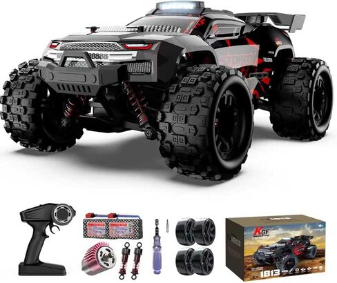 Remote Control Car 1:18 All Terrain RC Cars, 40 KPH High Speed Remote Control Truck, 4WD Electric Vehicle, Off-Road RC Truck with 2 Rechargeable Batteries, 2.4Ghz Remote Control Car for Kids & Adults in Kuwait