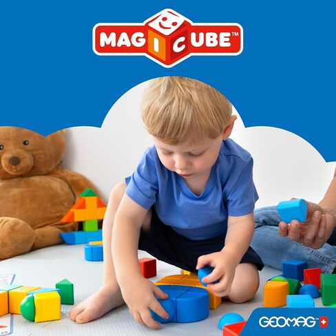 GEOMAG Swiss-Made MagiCube 24-Piece Magnetic Stacking Cubes Building Set, Large Blocks for Toddlers & Kids Ages 1-5, STEM Educational Toy, Creativity, Coordination, Early Learning Fun in Saudi Arabia