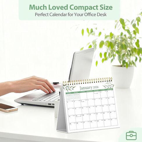 2026 Desk Calendar, Small Desktop Calendar Flip, Jan 2026 to Dec 2026, Standing Table Calendar with Stickers for Home School Work Office, (8" x 6") in Kuwait