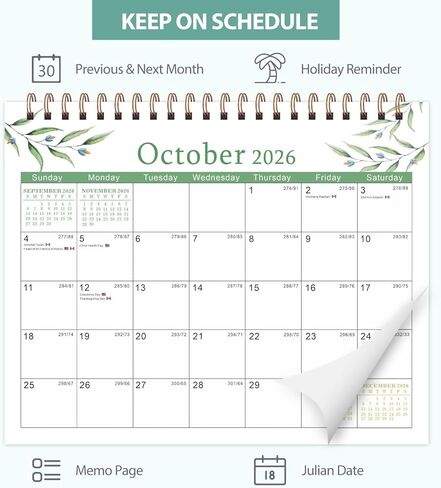 2026 Desk Calendar, Small Desktop Calendar Flip, Jan 2026 to Dec 2026, Standing Table Calendar with Stickers for Home School Work Office, (8" x 6") in Kuwait