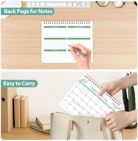 2026 Desk Calendar, Small Desktop Calendar Flip, Jan 2026 to Dec 2026, Standing Table Calendar with Stickers for Home School Work Office, (8" x 6") in Kuwait