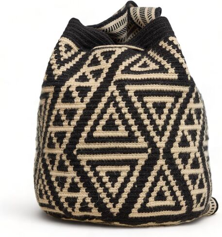 MEDIUM Wayuu Mochila Bag For Women original bolsa tejida colombiana authentic crochet pattern Gift from Colombia (Design 3 - Medium) in Kuwait