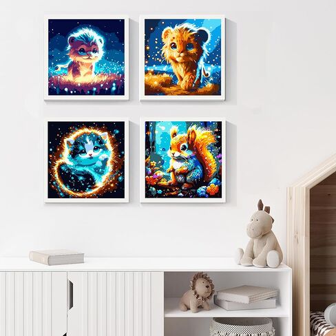 مجموعة الطلاء بالأرقام للأطفال، 4 عبوات سهلة الطلاء حسب الأرقام للأعمار 4 5 6 7 8 9 10 12، لوحة قماشية ملونة DIY لوحة زيتية من الأكريليك للحيوانات مناسبة لتزيين المنزل 8 × 8 بوصة (فراشات) in Kuwait