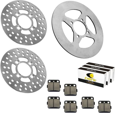 Caltric Front and Rear Brake Disc Rotor with Pads compatible with Yamaha Raptor 350 YFM350 2004-2013 in Saudi Arabia
