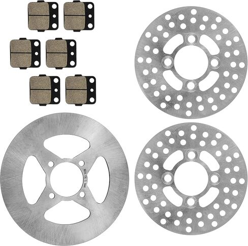 Caltric Front and Rear Brake Disc Rotor with Pads compatible with Yamaha Raptor 350 YFM350 2004-2013 in Saudi Arabia