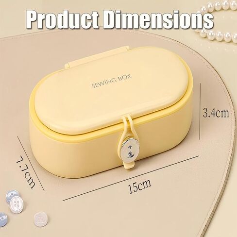 مجموعة الخياطة الصفراء، مجموعة خياطة محمولة للسفر للبالغين، صندوق أدوات خياطة مغناطيسي، لرحلات العمل والفنادق والاستخدام الخارجي | حقيبة أدوات إصلاح مدمجة لأزرار الملابس والأقمشة | ايمير خياطة ميني in Kuwait