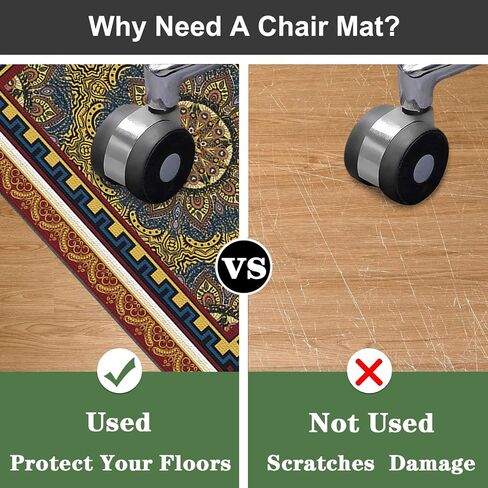 Hardwood Floor Office Chair Mat 90x140cm Anti Slip Scratch Resistant Protection for Computer Gaming Rolling Chair Multi Purpose Carpet Floor Protector in Saudi Arabia