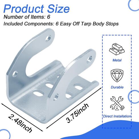 Blulu 6 Packs Heavy Duty Easy Off Dump Trailer Tarp Body Mount Stops Bracket for Use with 1705775-1 1703604-1 Tarp Stops Replace 1100833 for Retrofitting Old Systems or Maintaining Fleets, Silver in Saudi Arabia