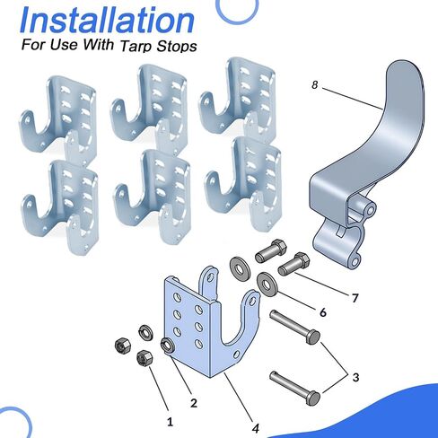 Blulu 6 Packs Heavy Duty Easy Off Dump Trailer Tarp Body Mount Stops Bracket for Use with 1705775-1 1703604-1 Tarp Stops Replace 1100833 for Retrofitting Old Systems or Maintaining Fleets, Silver in Saudi Arabia