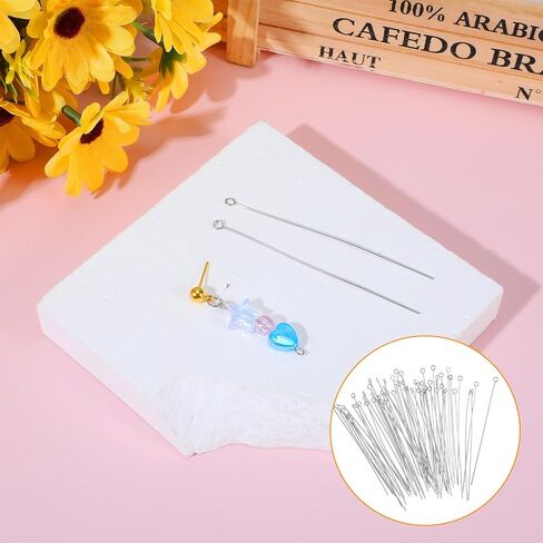 200Pcs 7cm Mini Eye Pins for Jewelry Making, Stainless Steel Beading Needles Wire Eyepins Open Eye Head Pins for DIY Craft Bead Earring Pendant Necklace Bracelet Jewelry Charm Finding Making in Saudi Arabia