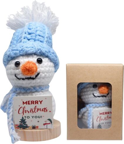 Positive Christmas Snowman Crochet Motivational Gifts, Inspirational Crochet with Uplifting Card, Handmade Emotional Support Gifts Encouraging Messages Inspirational Ornaments (Snowman) in Saudi Arabia