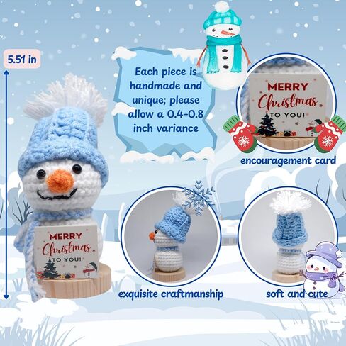 Positive Christmas Snowman Crochet Motivational Gifts, Inspirational Crochet with Uplifting Card, Handmade Emotional Support Gifts Encouraging Messages Inspirational Ornaments (Snowman) in Saudi Arabia