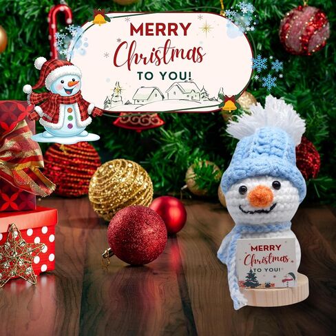 Positive Christmas Snowman Crochet Motivational Gifts, Inspirational Crochet with Uplifting Card, Handmade Emotional Support Gifts Encouraging Messages Inspirational Ornaments (Snowman) in Saudi Arabia
