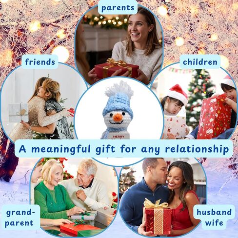 Positive Christmas Snowman Crochet Motivational Gifts, Inspirational Crochet with Uplifting Card, Handmade Emotional Support Gifts Encouraging Messages Inspirational Ornaments (Snowman) in Saudi Arabia