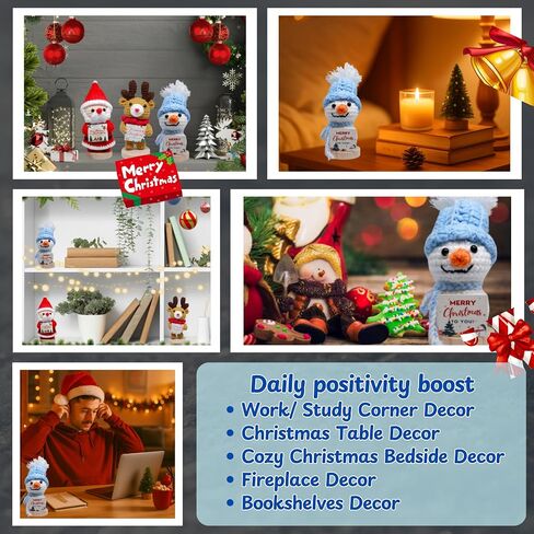 Positive Christmas Snowman Crochet Motivational Gifts, Inspirational Crochet with Uplifting Card, Handmade Emotional Support Gifts Encouraging Messages Inspirational Ornaments (Snowman) in Saudi Arabia