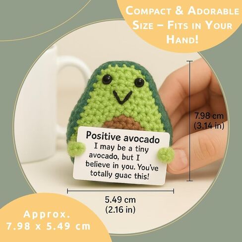 Positive Avocado Emotional Support Crochet Plush, Mini Knitted AVO with Message, Handmade for Women Men, Coworker, Friend, Teen, Student, Fall Thanksgiving Decor in Kuwait