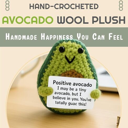 Positive Avocado Emotional Support Crochet Plush, Mini Knitted AVO with Message, Handmade for Women Men, Coworker, Friend, Teen, Student, Fall Thanksgiving Decor in Kuwait