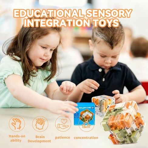 كرة مكعب المتاهة ثلاثية الأبعاد للبالغين والأطفال، لعبة ألغاز متاهة تحفيز الدماغ، لعبة تعليمية محمولة للتفكير المنطقي والتركيز، مكعب ألغاز متين، هدية رائعة للعائلة لأعياد الميلاد والعطلات in Kuwait