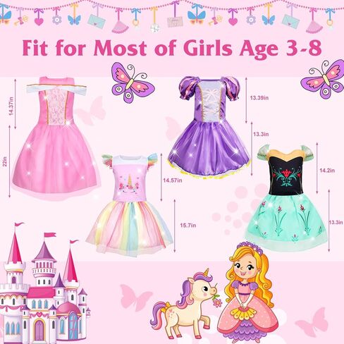 Princess Dresses for Girls, Princess Costume for Girls Age 3 4 5 6 7 8, Dress Up Clothes for Little Girls 3t-4t, 5t-6t, Gift for Girls Halloween Christmas Birthday in Kuwait
