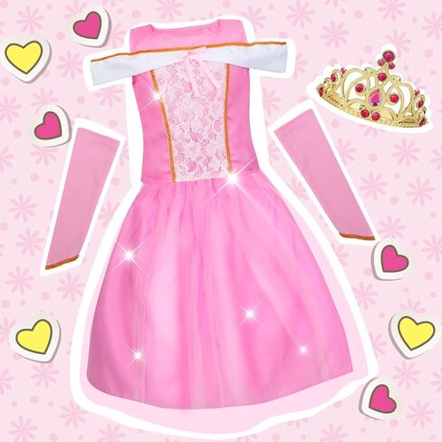 Princess Dresses for Girls, Princess Costume for Girls Age 3 4 5 6 7 8, Dress Up Clothes for Little Girls 3t-4t, 5t-6t, Gift for Girls Halloween Christmas Birthday in Kuwait