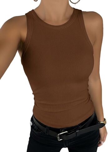 Women Tops Tank Tops with Built-in Bra for Women Sleeveless Racerback Shirts Casual Ribbed Fitted Tops in Saudi Arabia