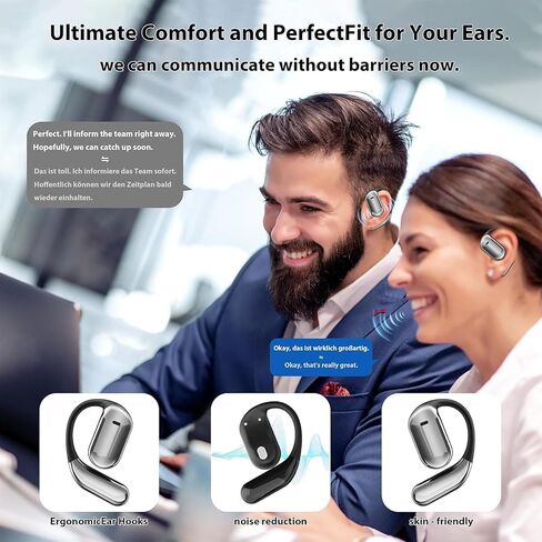 Sunnyknight 144-Language AI Translator Earbuds: Real-Time Bluetooth 5.4 Earphones with OWS Open Ear & Touch LCD - Ideal for Business, Travel & Learning in Saudi Arabia