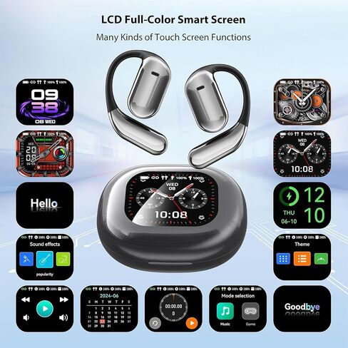 Sunnyknight 144-Language AI Translator Earbuds: Real-Time Bluetooth 5.4 Earphones with OWS Open Ear & Touch LCD - Ideal for Business, Travel & Learning in Saudi Arabia