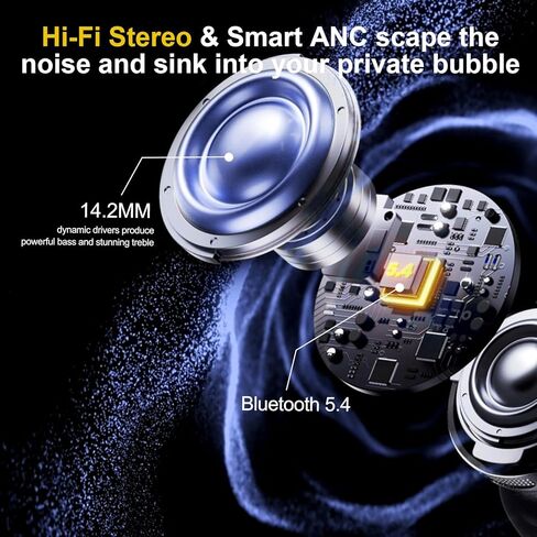 سماعات أذن للترجمة بتقنية الذكاء الاصطناعي في الوقت الحقيقي، شاشة لمس LCD، 164 سماعة أذن لمترجم اللغة، 70 ساعة من Audiofonos Traductores Inglés Español، سماعات رأس للترجمة بخاصية إلغاء الضوضاء مع مكالمات الصوت والفيديو، IPX7 in Kuwait