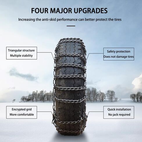 Snow Chains Tire Chains for Cars SUV Pickup Trucks Commercial Trucks- Quick Fit and Easy Installation,Reusable Universal Emergency Traction Snow Chains 2pcs 295/80R22.5 9mm 11.00-20 in Saudi Arabia