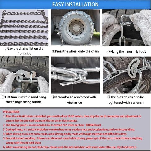 Snow Chains Tire Chains for Cars SUV Pickup Trucks Commercial Trucks- Quick Fit and Easy Installation,Reusable Universal Emergency Traction Snow Chains 2pcs 295/80R22.5 9mm 11.00-20 in Saudi Arabia