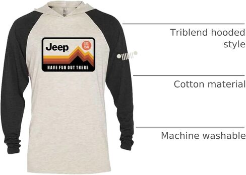 Jeep Men Have Fun Out There Logo Raglan Triblend Long Sleeve T-Shirt with Front and Back Logos in Saudi Arabia